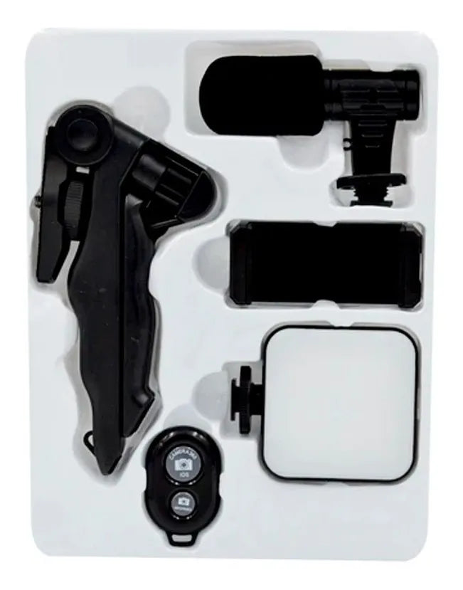 Kit Streaming Micrófono Luz Led Soporte Celular